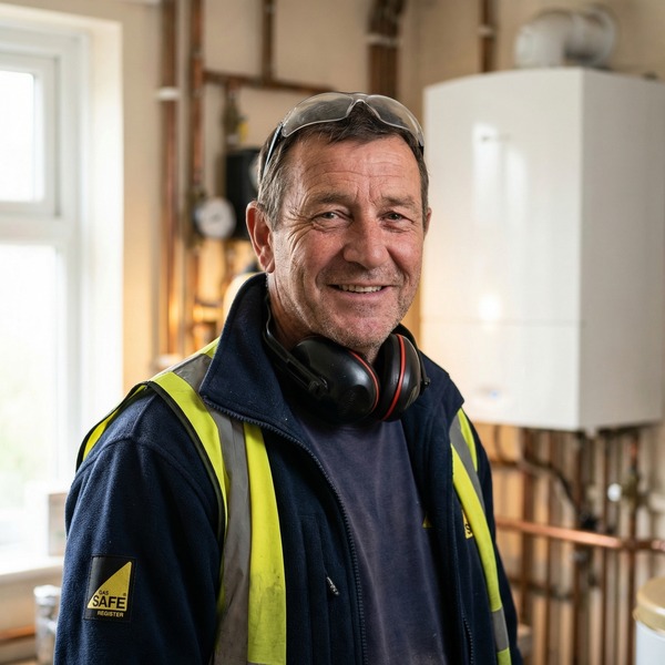 Aquatek engineer in PPE carrying out compliant plumbing work