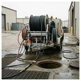 Drainage maintenance work using professional equipment