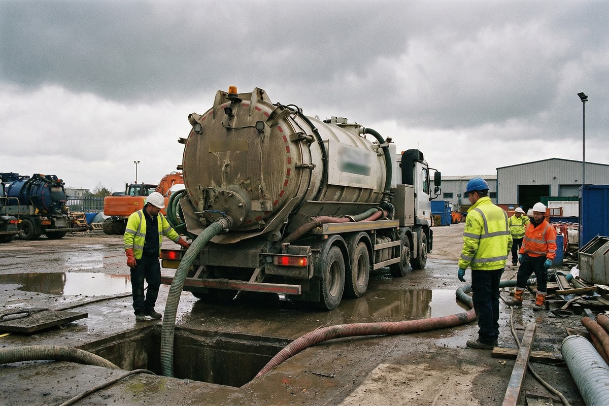 Vacuum tanker service support on a commercial site