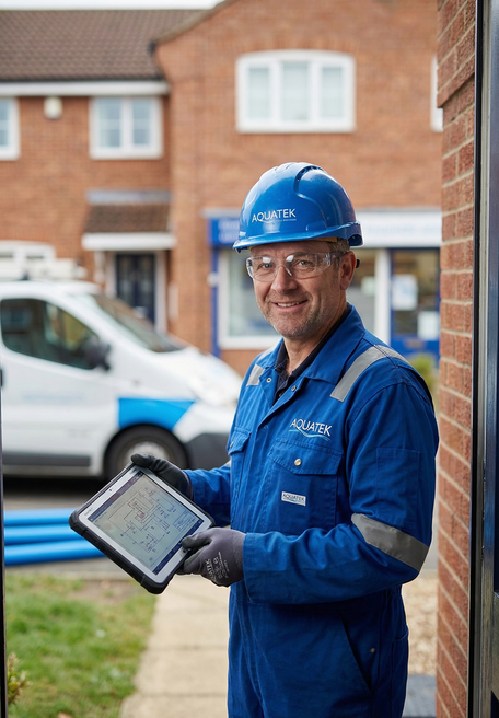 Aquatek Services engineer working on a commercial property maintenance job